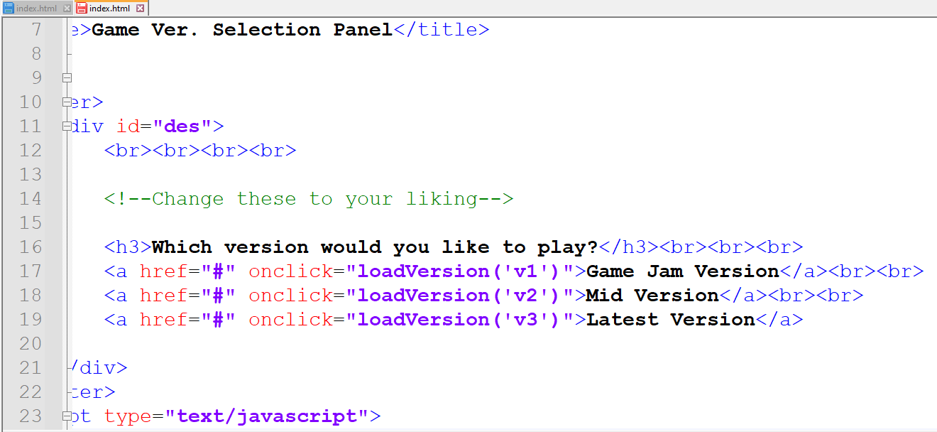 Change version names